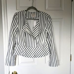 LOFT Striped Peplum Zippered Blazer (Sz 8)